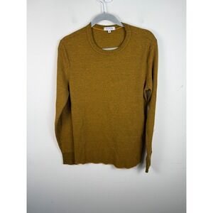 Gustin Mens Thermal Shirt Medium Mustard Yellow Waffle Knit Long Sleeve Crewneck